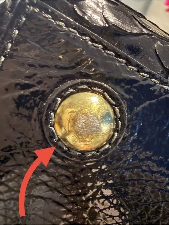 Coach Hamptons Black Embossed Python Print Patent Leather Satchel Bag - Picture 7 of 7